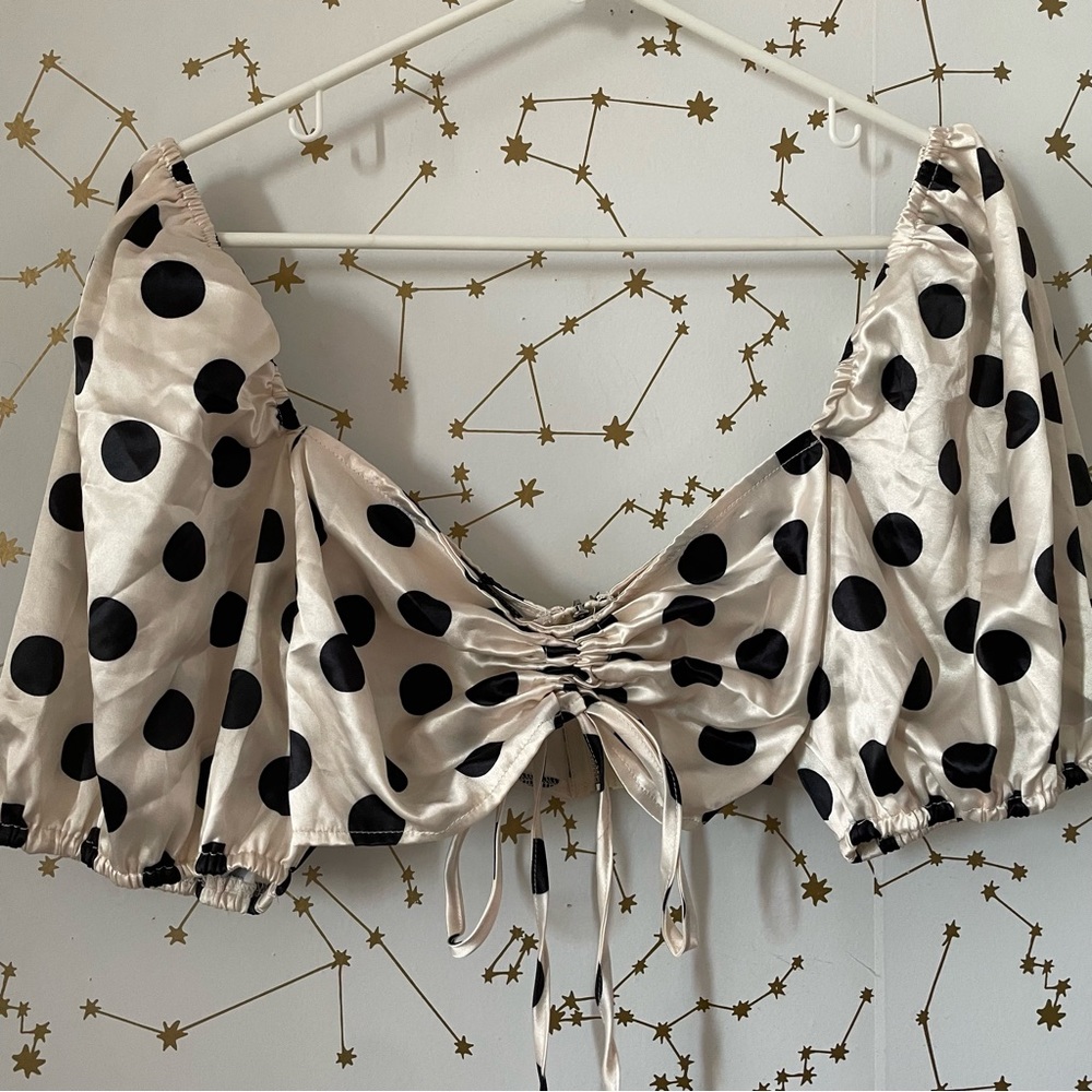 Satin polka dot crop top